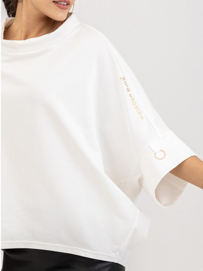 Modna, minimalistyczna bluza, z odstawioną od szyjki stójką, biała, elegancka Bee Collection Niven