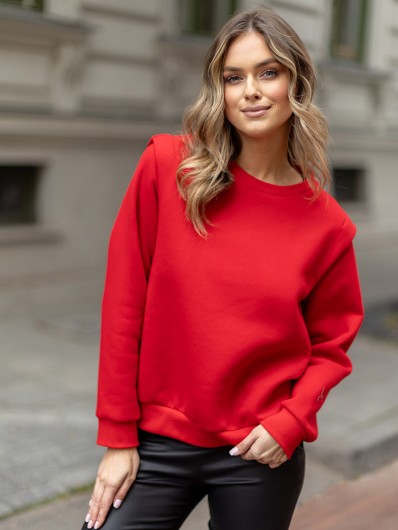 Czerwona bluza z bawełny organicznej, z okrągłym dekoltem Bee Collection Alley Czerwona bluza z bawełny organicznej, z okrągłym dekoltem Bee Collection Alley
